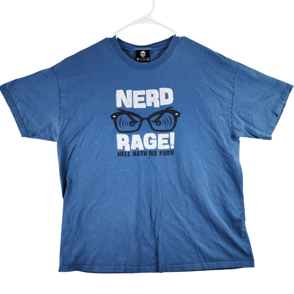 VTG Jinx Nerd Rage Hell Hath No Fury Blue Graphic T-Shirt Mens‎ XL Gaming Tee